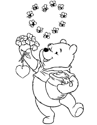Winnie the pooh holding flowers. Winnie The Pooh The Honey Bear Holding Flowers And Honey Jar Coloring Pages Coloring Sky In 2020 Bear Coloring Pages Coloring Pages Holding Flowers