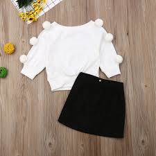 Fast shipping · southern style tees Autumn Toddler Baby Kids Girls Clothes Sets Long Sleeve Hairball Knit Tops Sweater Button Mini Skirt Warm Outfits Sets Moon Ray Shop