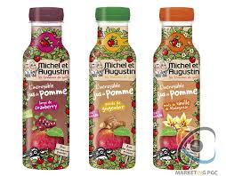 Michel Et Augustin Propose 3 References De Jus De Pommes En Substitut De Ses Citronnades Elles Seront Proposees En Bouteilles De Packaging Design Bottle Food