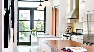 Victorian kitchen with marble flooring and a tray ceiling mounted with recessed lights and a glass dome pendant. From Cramped Victorian To Open Modern Kitchen Cottage Style Decorating Renovating And Entertaining Ideas For Indoors And Out