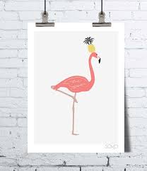 Affiche Ananas Sur La Tete D Un Flamant Rose Tropical Wall Art Photo Affiche Home Decor Humoristique Design Flamant Rose Dessin Flamant Flamant Rose