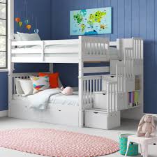 This durable piece features clean style, guardrails, a staircase and storage. Harriet Bee Tena Full Over Full 6 Drawer Solid Wood Standard Bunk Bed With Shelves By Harriet Bee Reviews Wayfair