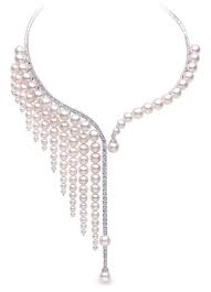 Yoko London Waterfall High Jewellery Necklace Pearl And Diamond Necklace Diamond Necklace Waterfall Necklace