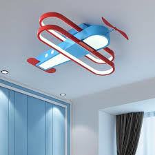 My bedroom has a very nice looking flush mounted ceiling light with a glass dome. Aircraft Lighting Fixture Kids Room Metal And Acrylic 1 Light Ceiling Light Fixture In Red And Blue Beautifulhalo Com
