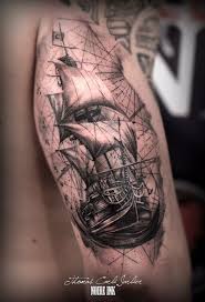 Attractive black ink pirate ship tattoo on forearm. Best Ever Pirate Ship Tattoos Parryz Com