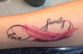 Love And Family Feather Infinity Tattoo Infinity Tattoos Feather Tattoos Tattoos For Daughters