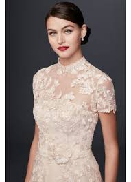 A Line Lace Appliqued Wedding Dress And Topper David S Bridal Wedding Dress Topper Ball Gowns Wedding Davids Bridal Dresses