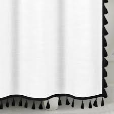 Black And White Shower Curtain With Tassels Add A Preppy Yet Cool Look For Your Bathroom With Our Tassel Shower Curtains Featuring A Chic Trim And Tassels With W White Shower Curtain Black Shower Curtains