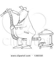 Download the free graphic resources in the form of png, eps. Lineart Clipart Of A Cartoon Black And White Chubby Worker Man Using A Shop Vacuum Royalty Free Outline Vector Illustration By Djart 1305581