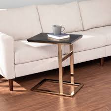 Rainer Contemporary C Table Black Champagne Aiden Lane In 2020 C Table Side Table Metal Side Table