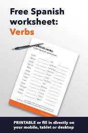 free spanish worksheet translate verbs free printable