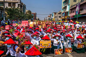 ပြည်ထောင်စု သမ္မတ မြန်မာနိုင်ငံတော် «пьидаунзу мьянма найнгандо»), сокращённо — мья́нма. Photos From Myanmar A Street Level View Of Coup Protests The New York Times