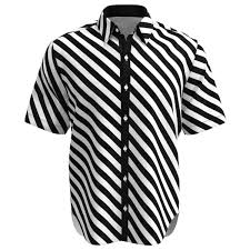 Black And White Striped Top Short Sleeve Black White Diagonal Stripes Short Sleeve Buttons Shirt Eightythree Xyz Clothing Striped Shorts Shirts Button Shirt