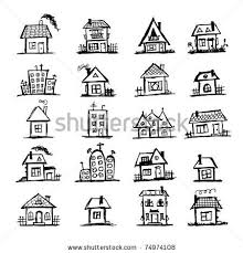Black And White Simple Simple Clip Art House Clipart Sketch Of Art Houses For Your Design Stock Vector Free Art Prints Sketch Book House Drawing