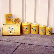 Get the best deal for yellow kitchen canister sets from the largest online selection at ebay.com. Happy Vintage 1950s Yellow Floral Ransburg Kitchen Canister Set Vintage Canisters Vintage Kitchen Vintage Canister Sets