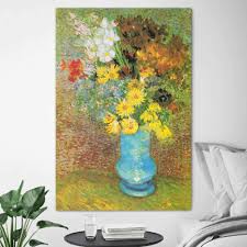 Canvas vase of flowers painting. Flowers In A Blue Vase 1887 By Vin Canvas Art