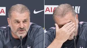 Ange Postecoglou cringes as Sky Sports reporter plays 'Happy Days' theme  tune in Tottenham press conference
