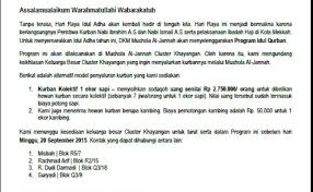 Kegiatan penyembelihan hewan qurban dalam rangka perayaan idul. Contoh Surat Permohonan Zakat Infaq Dan Shodaqoh Nusagates