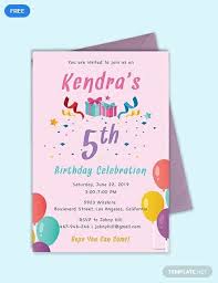 Use any of the free and premium birthday card templates shared above to make any birthday party even more memorable. 5th Birthday Invitation Template Free Jpg Illustrator Word Outlook Apple Pages Psd Publisher Template Net Party Invite Template Free Birthday Invitation Templates Free Birthday Invitations