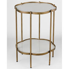 Aspen Hollywood Regency White Gold Petal End Table Table Round Metal Side Table End Tables