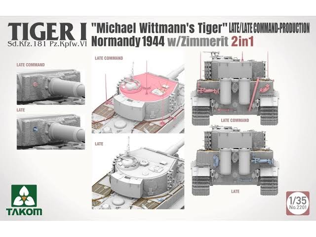 Takom 2201 - Tiger I Late Production w/zimmerit Normandy 1944 Sd.Kfz. 181  Pz.Kpfw. VI Ausf. E "Michael Wittmann's Tiger"(Late/Late Command) TAKOM2201  - Kits Dynamo Models