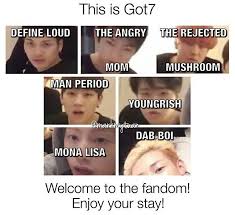I Love Them All But The Best One By Far Has Got To Be The Rejected Mushroom Xd Got7 Funny Got7 Got7 Meme