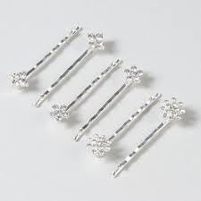 Rhinestone Flower Silver Metal Bobby Pins Claire S Flower Hair Clips Hair Accessories Flowers In Hair