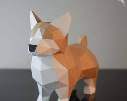 Shiba Inu Paper Craft Digital Template Origami Pdf Download Etsy In 2020 Paper Dogs Paper Models Paper Crafts