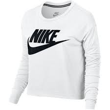 Black And White Nike Sweatshirt Nike Women S Essential Cropped Sweatshirt 45 Liked On Polyvore Featuring Tops White Black Black And White Crop Tops Long Sleeve Crop Top Crop Tops Women