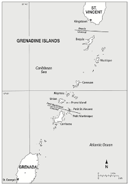 Map Showing The Grenadine Islands St Vincent And Grenada