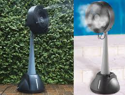 As the water here's the great thing about a fan with a tank: Auramist Milo Hoseless Evaporative Misting Fan