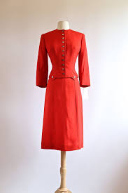 Vintage 1950s Red Suit Vintage 50s Ladies Suit 2 Piece Dress Suit 1950s Cherry Red Tailored Vintage Dress Design Vintage Clothing Boutique Vintage Fashion