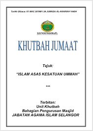 Khutbah jumaat di masjid tunku sallehuddin, bandar puteri jaya, sungai petani, kedah pada 5 oktober 2018 yang disampaikan. Khutbah Jumaat Minggu Bahagian Pengurusan Masjid Jais Facebook