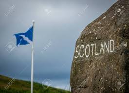 According to legend, in 832 a.d. A Stone Sign At The Scottish Border With A Scotland Flag In The Stock Photo Picture And Royalty Free Image Image 153787578