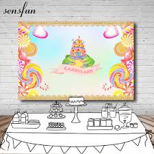 Us 7 84 20 Off Sensfun Photography Backdrop Candyland Colorful Candy Bar Castle Girls Birthday Party Backgrounds For Photo Studio 7x5ft Vinyl In
