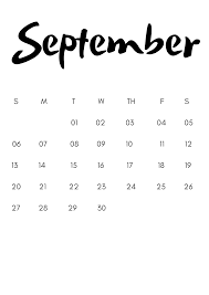 Black And White Calendar 2020 September September 2020 A4 Printable Calendar Monthly Calendar Template Calendar Template Calendar