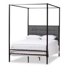 Details about modern queen size black metal canopy bed frame headboard footboard sturdy 660lbs. Eleanor Vintage Industrial Finished Metal Canopy Bed Queen Black Baxton Studio Target