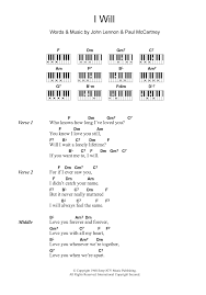 Check spelling or type a new query. I Will Sheet Music The Beatles Piano Chords Lyrics