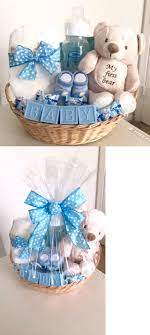 Baby gifts that entertain and stimulate the little one's senses are valuable to parents and fun for baby boys. Baby Boy Or Girl Shower Decorative Gift Basket Favors Blocks Pampers Bottle Diy Baby Shower Gifts Baby Shower Gift Basket Baby Shower Baskets