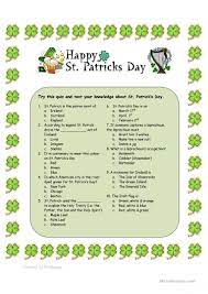 We're about to find out if you know all about greek gods, green eggs and ham, and zach galifianakis. St Patrick S Day Quiz English Esl Worksheets For Distance Learning And Physical Classrooms