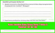 Kunci Jawaban Buku Siswa Tema 7 Kelas 5 Halaman 181 182 Matematika Kelas 5 Kurikulum Buku