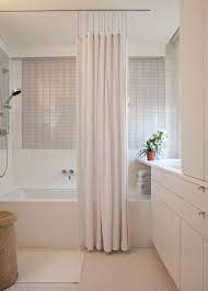 Home Staging Ideas To Brighten Your Bathroom Bathroom Shower Curtains Farmhouse Shower Shower Curtain Track
