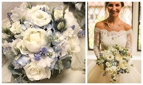 The bright blues are the most popular colour, but other dark purples and pastels are also. Prettiest Pale Blue Wedding Flowers At Great Fosters The Fine Flower Company