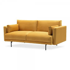 2 sitzer sofa in gelb samt schwarz massiv. Elmore 2 Sitzer Sofa Mit Samtbezug Gelb Cult Furniture