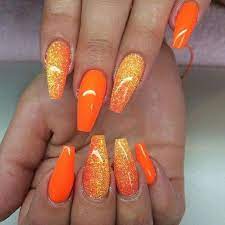 Orange slices on blue nails design idea. Great Nail Art Designs Orange Nail Art Orange Acrylic Nails Matte Nails Design