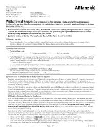 Check spelling or type a new query. Fillable Online Withdrawal Request Instructions Allianz Life Insurance Company Of Fax Email Print Pdffiller