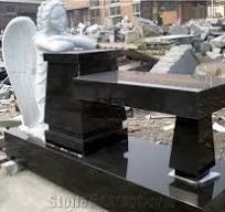 Shanxi Black Granite Tombstone & Monument,Memorials,Gravestone & Headstone  Angel Bench from China - StoneContact.com