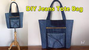 Diy Jeans Tote Bag Recycle Old Jeans Diy Bag Bag Sewing Tutorial Youtube Jeans Diy Recycled Jeans Bag Old Jeans
