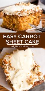 Easy Carrot Sheet Cake In 2020 Carrot Cake Recipe Easy Carrot Cake Recipe Homemade Easy Cake Recipes