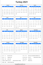 This islamic calendar for 2021 is based on the probable sighting of the crescent moon globally as well as ummul qura. Printable Turkey Calendar 2021 With Holidays Public Holidays